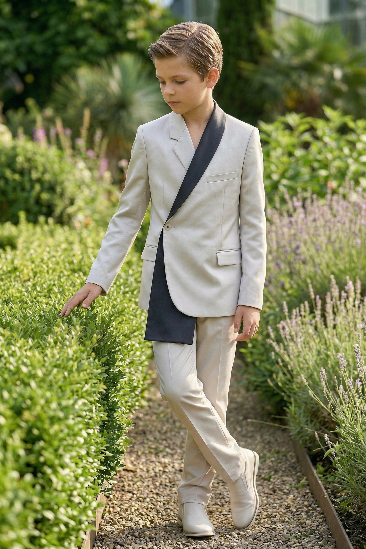Silver And Black Satin Asymmetry 2-Piece Suit