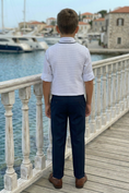 Load image into Gallery viewer, White And Navy Blue V-Neck Single-Breasted Vest 2-Piece Set
