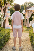 Load image into Gallery viewer, Pink Cotton-Linen Blend V-Neck Vest 2-Piece Set
