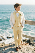 Load image into Gallery viewer, Pale Yellow And White Single-Breasted 3-Piece Suit
