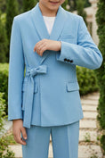 Bild in Galerie-Betrachter laden, Boys Sky Blue Shawl Collar 2-piece Suit for Garden Weddings
