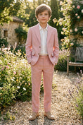 Load image into Gallery viewer, Boys Dusty Pink Linen-Blend 2-piece Suit
