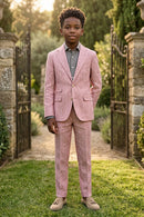 Boys Dusty Pink Pinstripe Linen-Blend 2-piece Suit