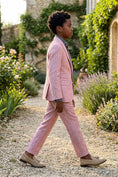 Load image into Gallery viewer, Boys Dusty Pink Pinstripe Linen-Blend 2-piece Suit
