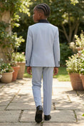 Load image into Gallery viewer, Boys Light Blue Tuxedo with Black Satin Lapels 2-piece Suit
