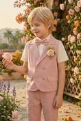 Load image into Gallery viewer, Pink Double-Breasted Vest 2-Piece Set
