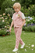 Load image into Gallery viewer, Pink Double-Breasted Vest 2-Piece Set
