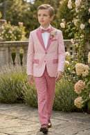 Pink And Light Pink Cotton-Linen Blend 2-Piece Suit