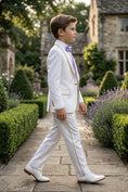 Load image into Gallery viewer, Boys White Tuxedo with Gold Trim 3-Piece Suit
