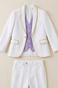 Load image into Gallery viewer, Boys White Tuxedo with Gold Trim 3-Piece Suit
