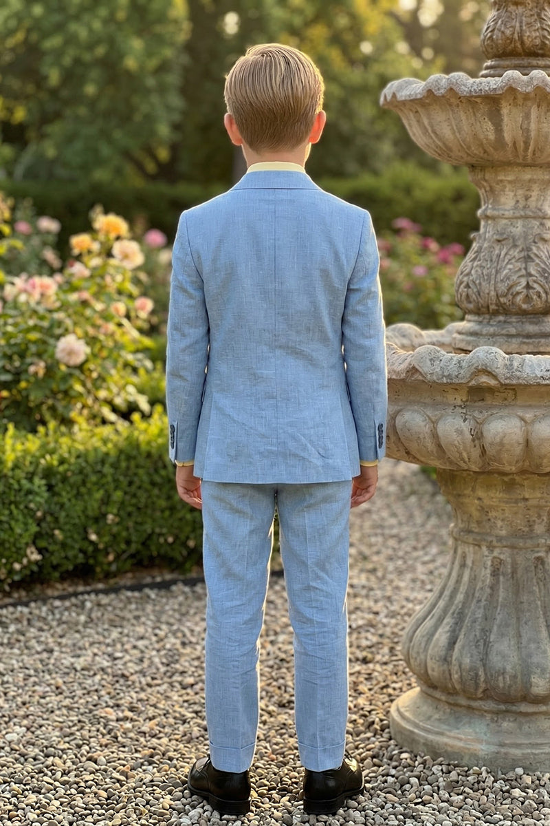 Boys Light Blue Linen 2-piece Suit for Garden Weddings