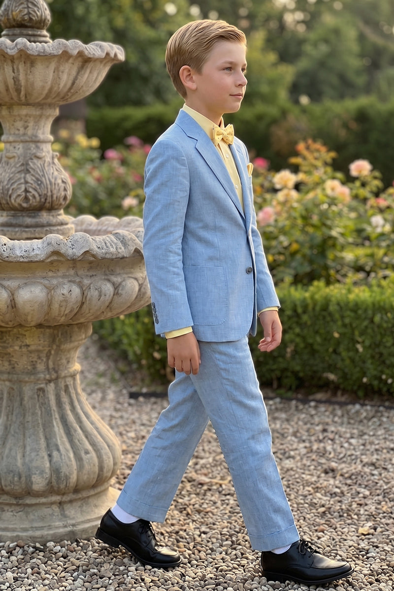 Boys Light Blue Linen 2-piece Suit for Garden Weddings