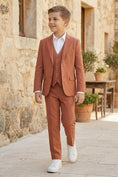Charger l'image dans la visionneuse de la galerie, Boys Terracotta Linen-Blend 3-Piece Suit for Rustic Weddings
