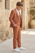 Charger l'image dans la visionneuse de la galerie, Boys Terracotta Linen-Blend 3-Piece Suit for Rustic Weddings
