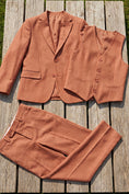 Charger l'image dans la visionneuse de la galerie, Boys Terracotta Linen-Blend 3-Piece Suit for Rustic Weddings
