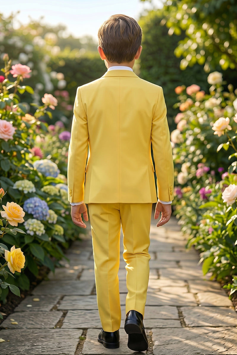 Boys Bright Yellow 3-Piece Suit for Garden Weddings