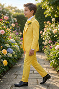 Load image into Gallery viewer, Boys Bright Yellow 3-Piece Suit for Garden Weddings
