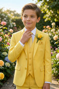 Load image into Gallery viewer, Boys Bright Yellow 3-Piece Suit for Garden Weddings
