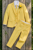 Load image into Gallery viewer, Boys Bright Yellow 3-Piece Suit for Garden Weddings
