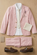 Load image into Gallery viewer, Boys Dusty Pink Linen 2-piece Suit for Garden Weddings
