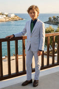 Load image into Gallery viewer, Light Blue Cotton-Linen Single-Breasted 2-Piece Suit
