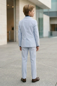 Load image into Gallery viewer, Light Blue Cotton-Linen Single-Breasted 2-Piece Suit
