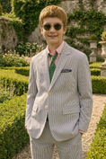 Load image into Gallery viewer, Black and White Pinstripe Seersucker Single-Breasted 2-Piece Suit
