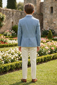Load image into Gallery viewer, Boys Light Blue Pinstripe Double-Breasted 2-piece Suit
