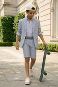 Load image into Gallery viewer, Light Blue Pinstripe Seersucker 2-Piece Suit
