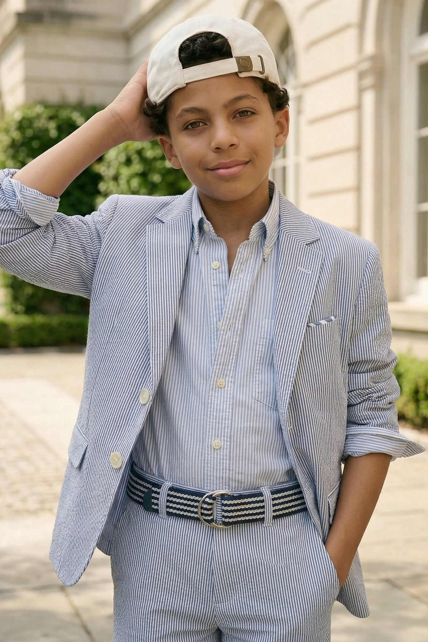 Light Blue Pinstripe Seersucker 2-Piece Suit
