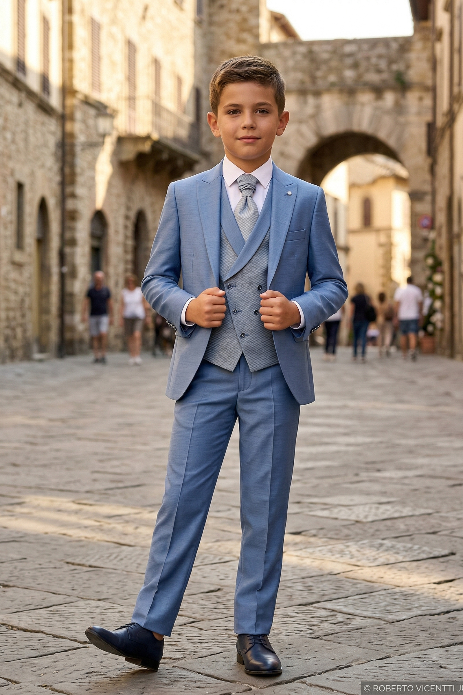 Blue Single-Breasted 3-Piece Suit