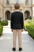 Load image into Gallery viewer, Black and Apricot Blend 3-Piece Suit
