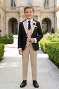 Load image into Gallery viewer, Black and Apricot Blend 3-Piece Suit
