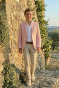 Bild in Galerie-Betrachter laden, Pink and Khaki Cotton-Linen Single-Breasted 2-Piece Suit

