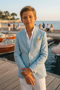 Charger l'image dans la visionneuse de la galerie, Light Blue Cotton-Linen Single-Breasted 2-Piece Suit
