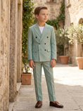 Load image into Gallery viewer, Green Striped Double-Breasted 2-Piece Suit
