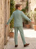 Load image into Gallery viewer, Green Striped Double-Breasted 2-Piece Suit
