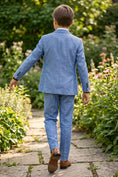 Load image into Gallery viewer, Boys Light Blue Linen 2-piece Suit for Garden Weddings
