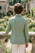 Load image into Gallery viewer, Boys Sage Green Linen Blazer & Cream Trousers 2-piece Suit
