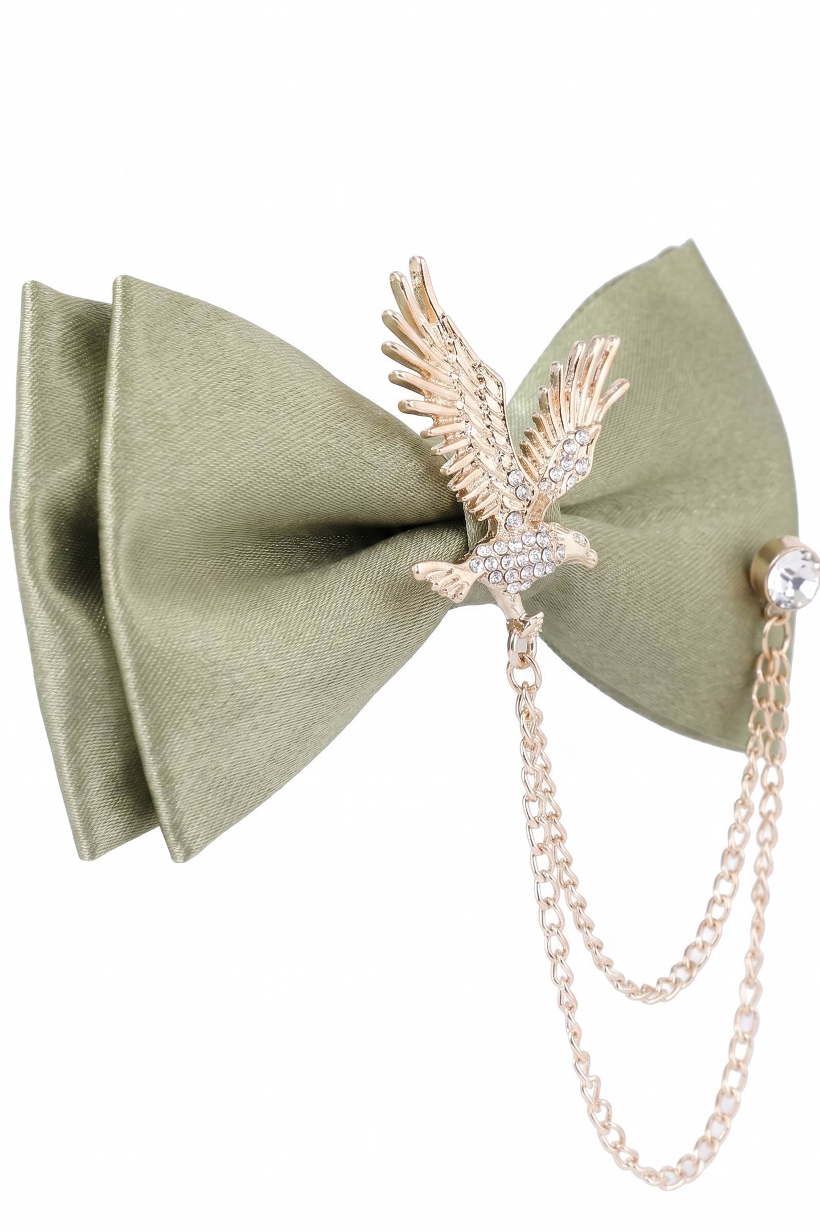 Boys Light Green Satin Animal Brooch Bow Tie