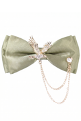 Load image into Gallery viewer, Boys Light Green Satin Animal Brooch Bow Tie
