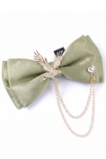 Load image into Gallery viewer, Boys Light Green Satin Animal Brooch Bow Tie
