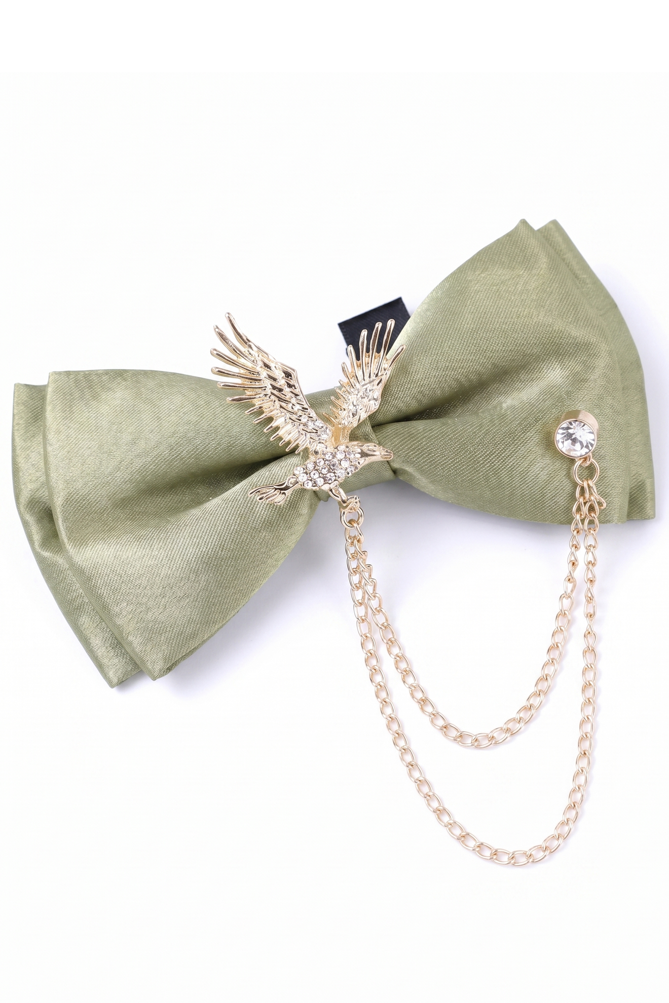 Boys Light Green Satin Animal Brooch Bow Tie