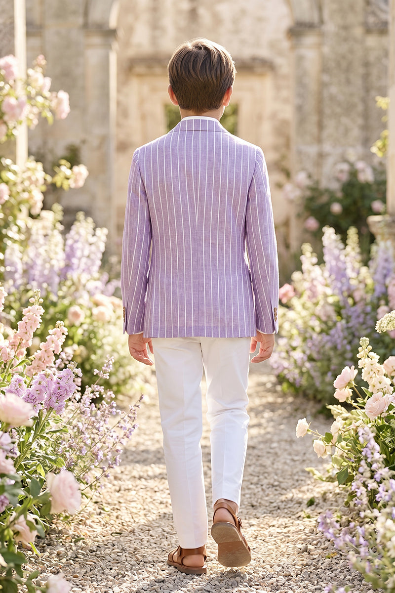 Boys Lavender Pinstripe Double-Breasted 2-piece Suit