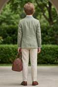 Load image into Gallery viewer, Green Cotton And Linen Single-Breasted 2-Piece Suit
