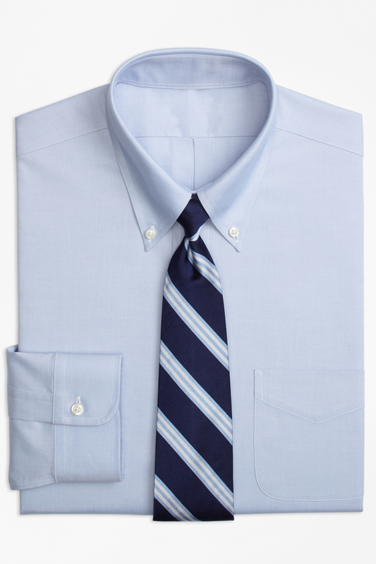 Blue Cotton Elegant Long-Sleeved Shirt