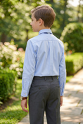 Load image into Gallery viewer, Blue Cotton Elegant Long-Sleeved Shirt

