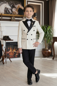 Bild in Galerie-Betrachter laden, Black And White Double-Breasted 2-Piece Suit
