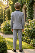 Load image into Gallery viewer, Boys Grey Tuxedo with Black Lapel 3-Piece Suit
