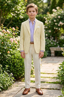 Boys Cream Seersucker 2-piece Suit